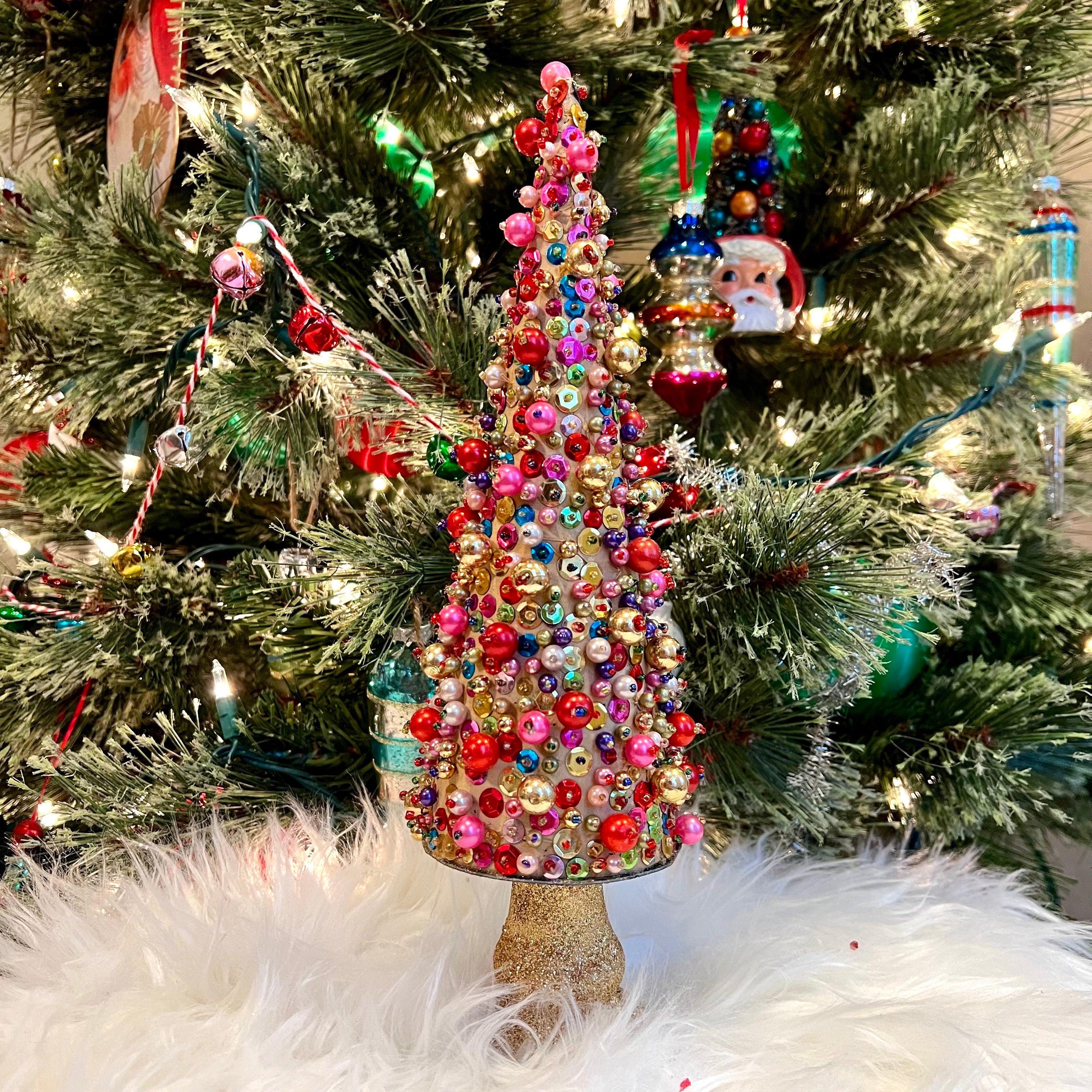 Pastel Candy Cane Snowman with Tree