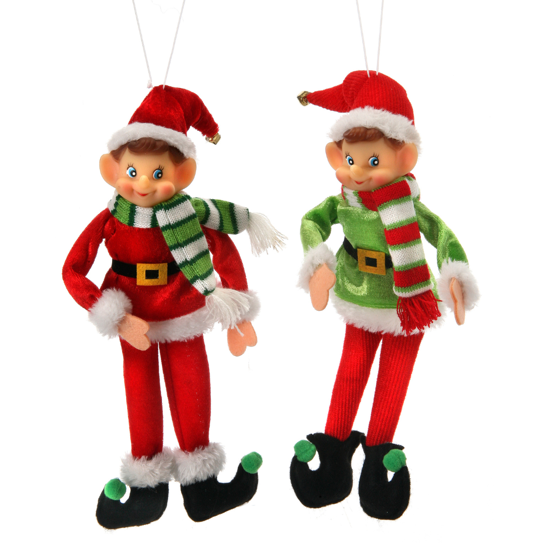 Fabric Pixie Elf Ornament Set Of 2 Candy Cane Christmas Company 6041