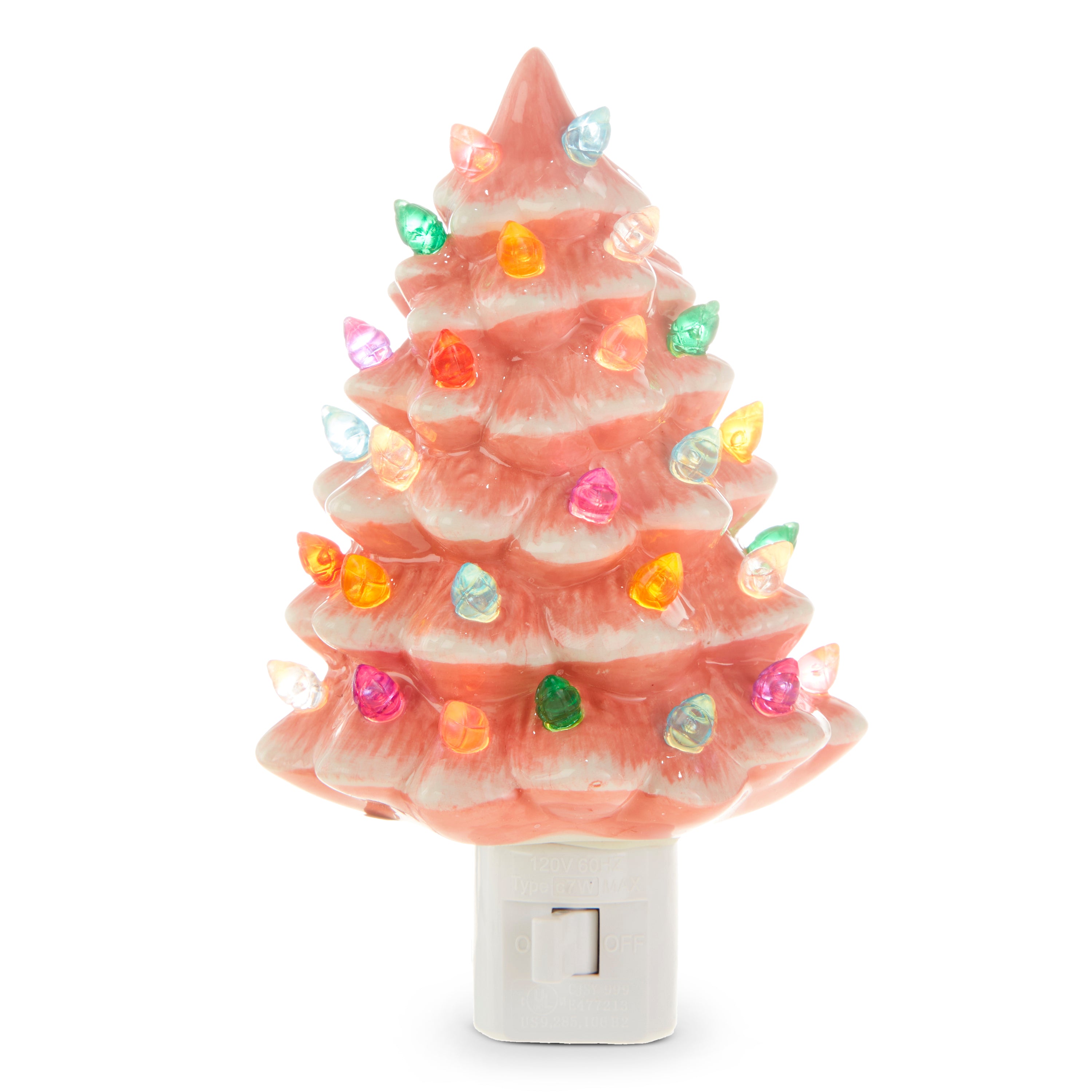 2024 Vintage Pink Flocked Ceramic Lighted Christmas Tree