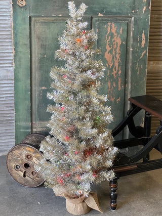4' Pre-Lit Tinsel Tree