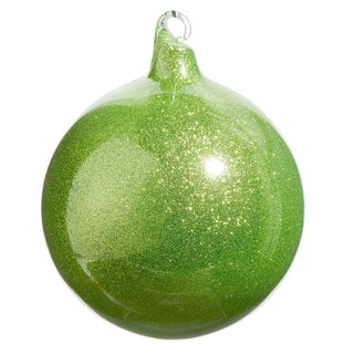Apple Green Glitter Blown Glass Ornament
