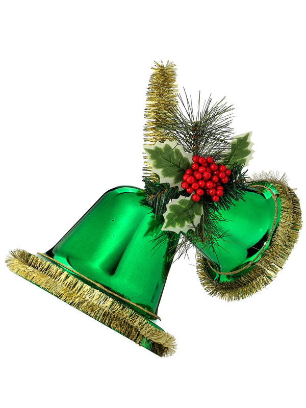 Double Retro 50's Bell with Tinsel and Pine