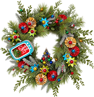 Santa Baby Retro Christmas Wreath — Candy Cane Christmas Company Exclusive