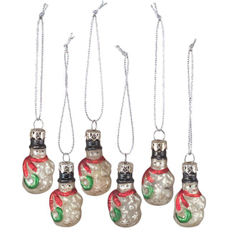 Glass Snowmen Mini Ornaments