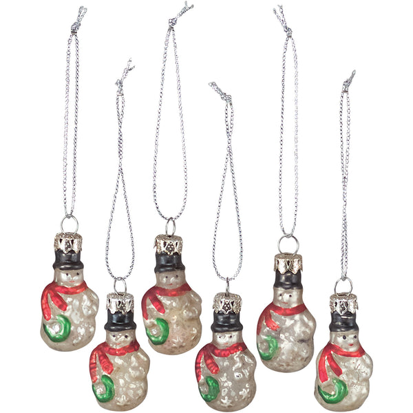 Glass Snowmen Mini Ornaments