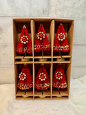 Retro Red Honeycomb Trees- Boxed Set of 6