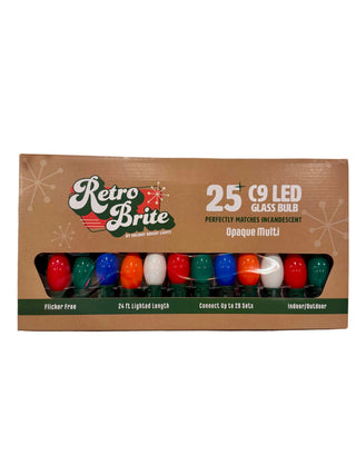 Retro Brite Opaque Multicolor C9 LED Glass Christmas Lights – 25 Count