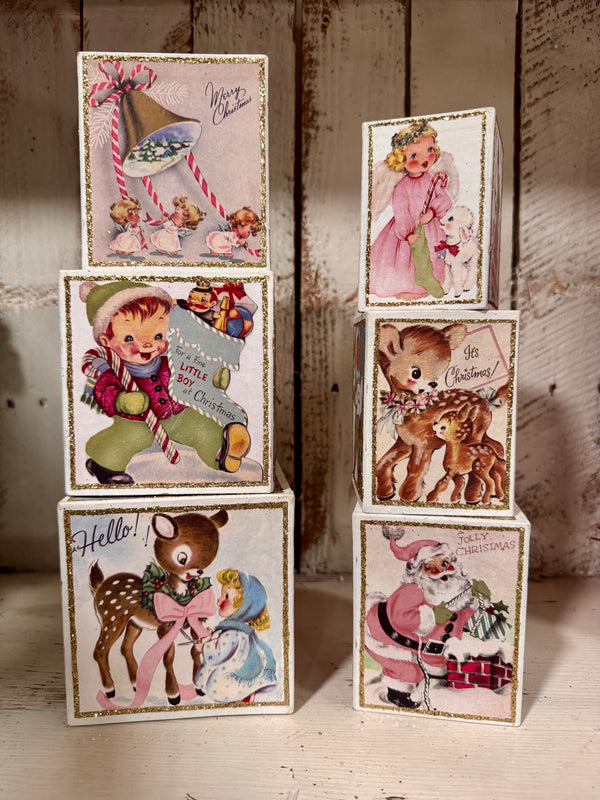 Pastel Retro Christmas Nesting Boxes - Set of 6