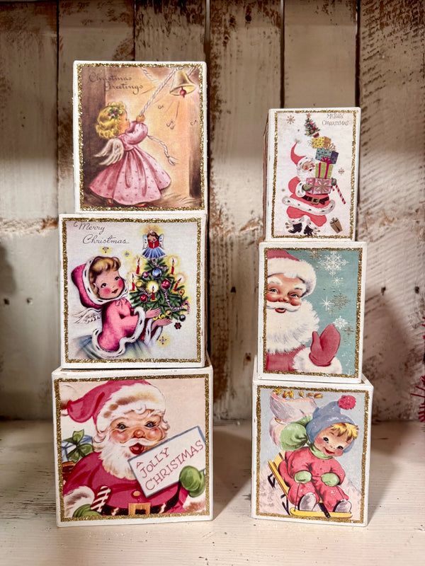 Pastel Retro Christmas Nesting Boxes - Set of 6