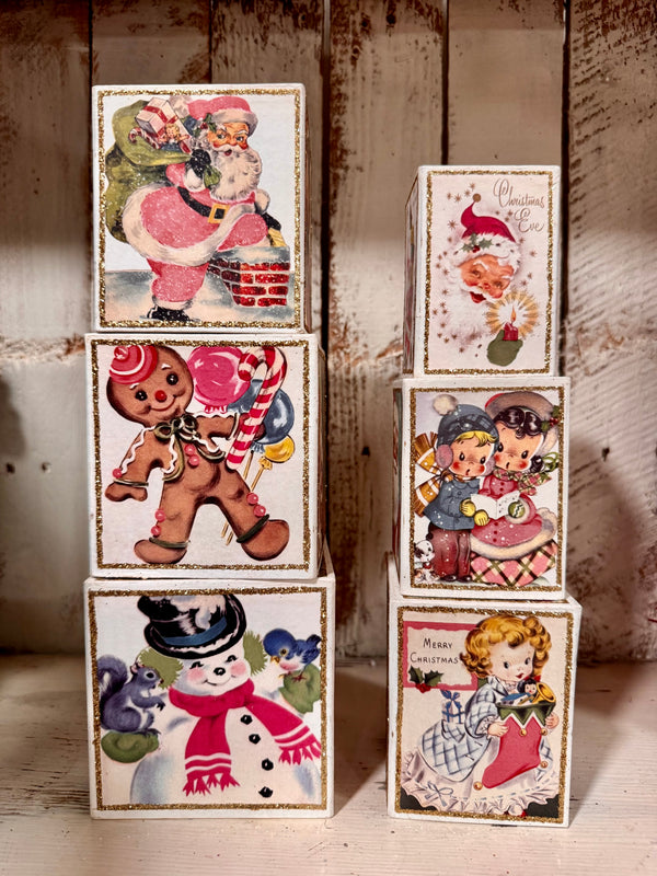 Pastel Retro Christmas Nesting Boxes - Set of 6