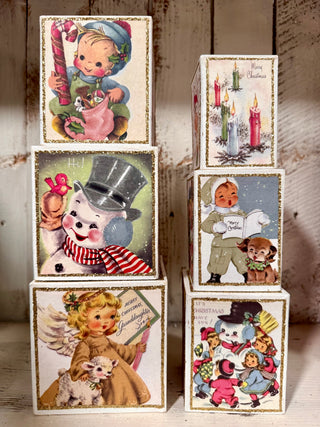 Pastel Retro Christmas Nesting Boxes - Set of 6