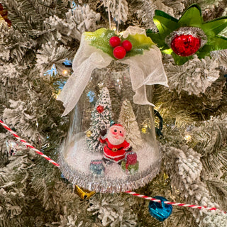 Vintage-Inspired Santa Glass Dome Ornament 4.5"