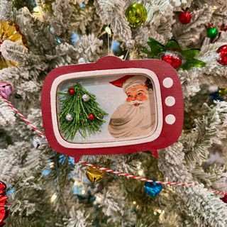 Lighted Retro Red Christmas TV Ornament