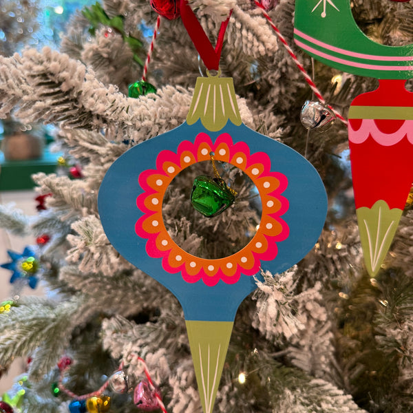 Colorful Retro Holiday Ornaments -Set of 3