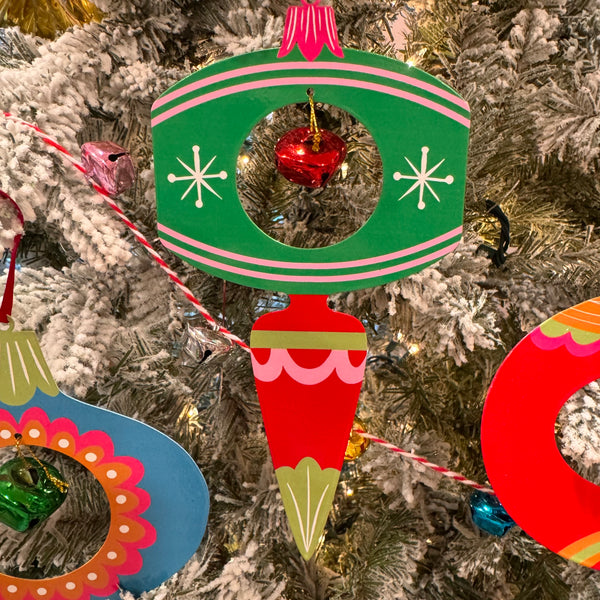 Colorful Retro Holiday Ornaments -Set of 3