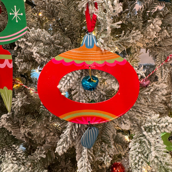 Colorful Retro Holiday Ornaments -Set of 3