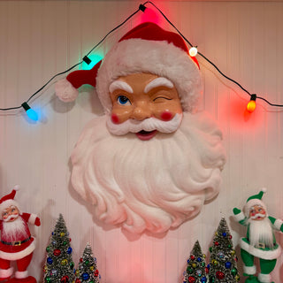 Oversized Retro Winking Santa Head Wall Decor - 32"