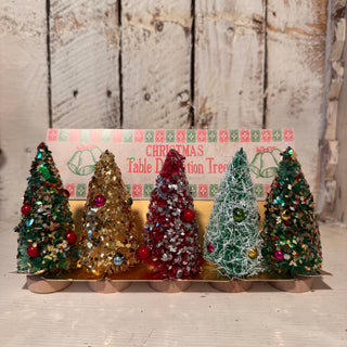 Vintage-Inspired Bottle Brush Christmas Trees – Boxed Set of 5