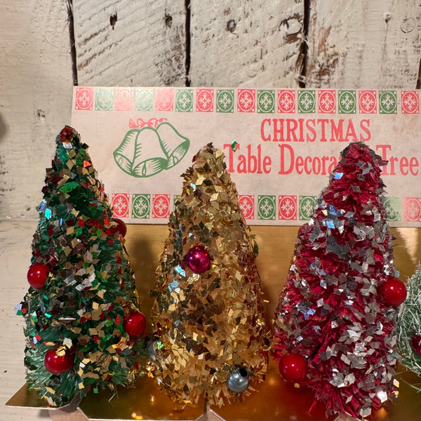 Vintage-Inspired Bottle Brush Christmas Trees – Boxed Set of 5