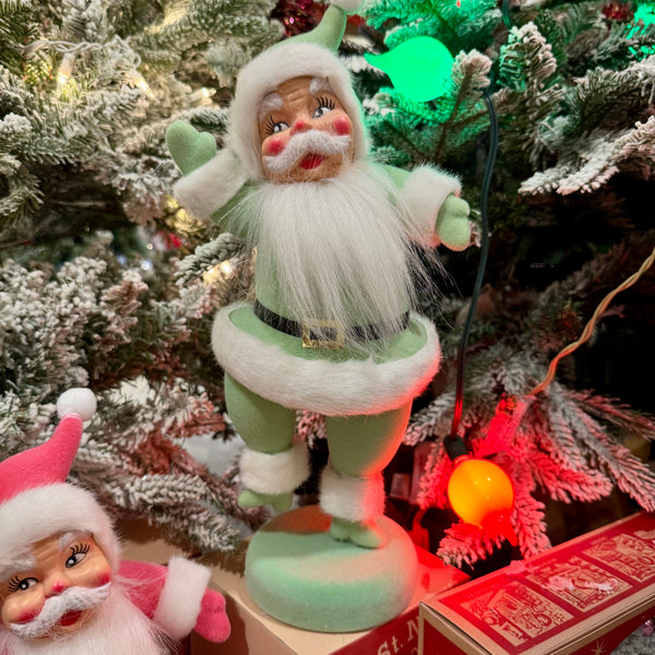 Retro Flocked Dancing Santas- 6 Colors