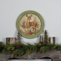 Framed Holiday Fawn Round Wall Decor