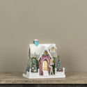 Lighted Retro Christmas House with Teal Chimney