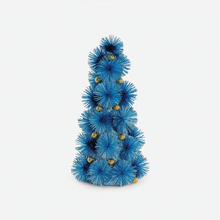 Retro Blue Tinsel Pom-Pom Christmas Tree