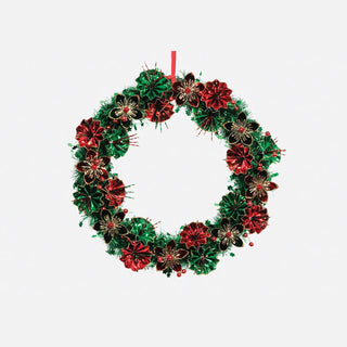 Retro Foil Paper Floral Christmas Wreath