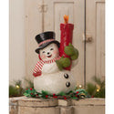 Holly Berry Snowman with Candle - 11" Christmas Tabletop Decor