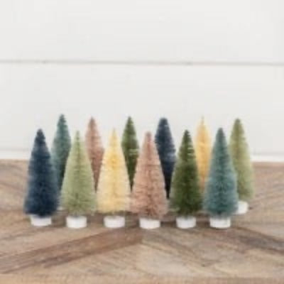 Vintage Inspired Earth-Tone Bottlebrush Tree -Boxed set of 12