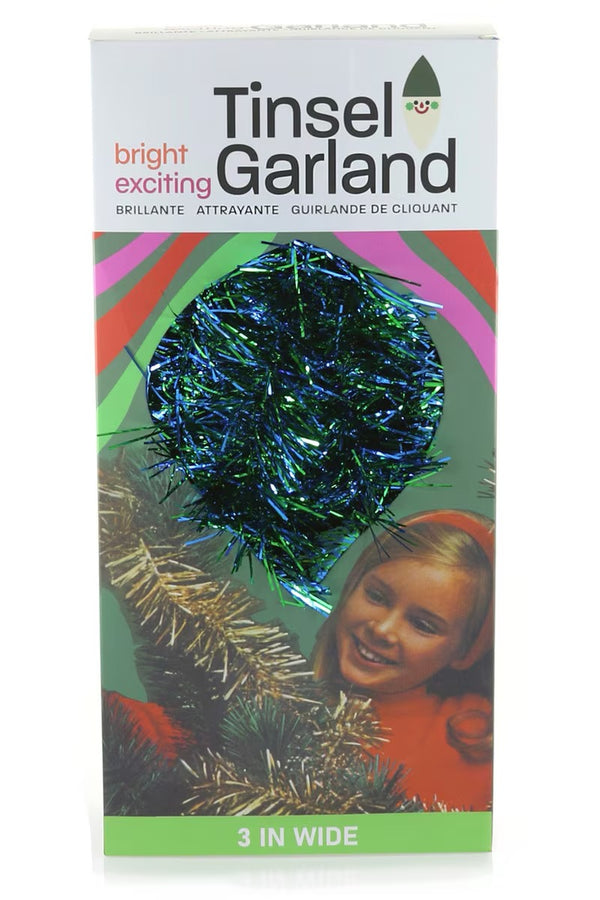 Retro Boxed Green/Blue Tinsel Garland