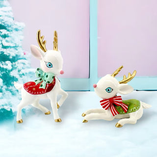 Playful Retro Christmas Reindeer — Set of 2