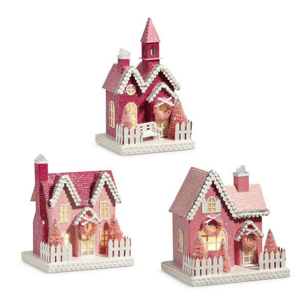 Light-Up Sparkly Pink Village