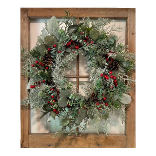 Mixed Leaves & Berries Glitter 24" Wreath