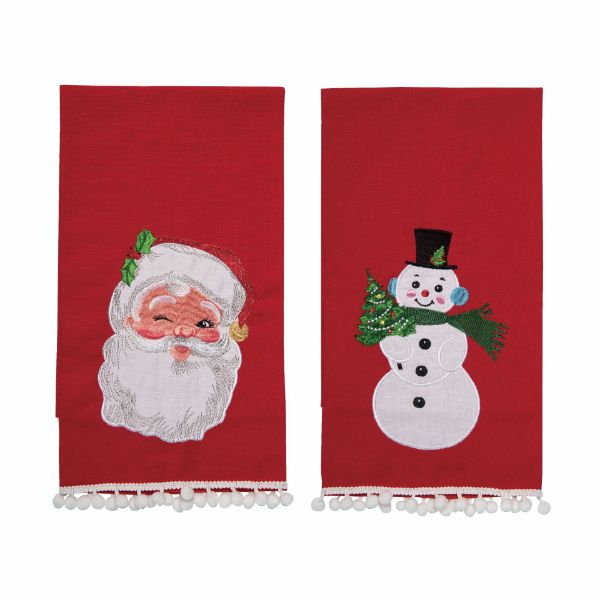 Retro Jolly Santa/Snowman Tea Towel- 2 Options | Candy Cane Christmas ...