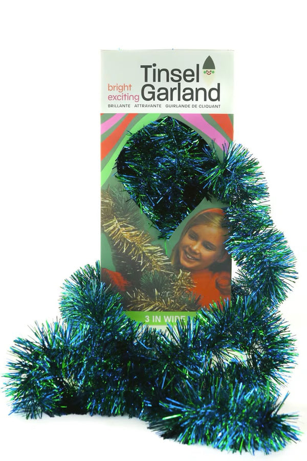 Retro Boxed Green/Blue Tinsel Garland