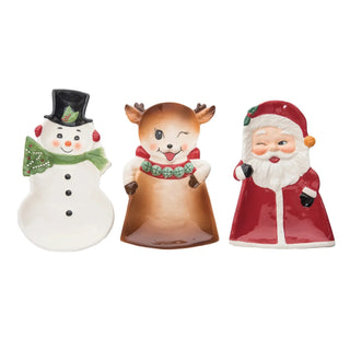 Retro Christmas Character Tidbit Plates