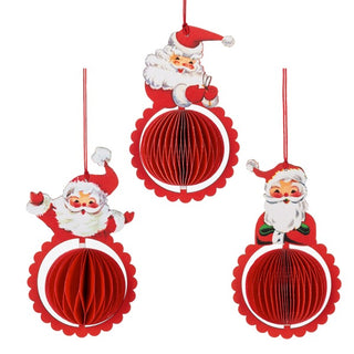 Retro Honeycomb Santa Ornaments