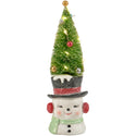 Retro Lighted Snowman with Bottlebrush Tree