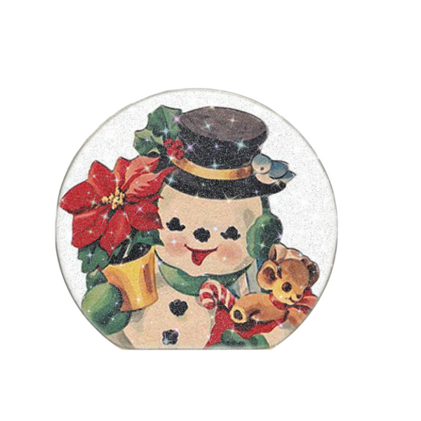 Retro Snowman Wooden Block Sitter