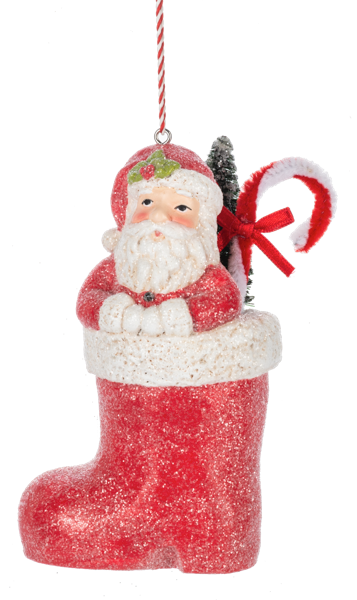 Santa in a Boot Ornament