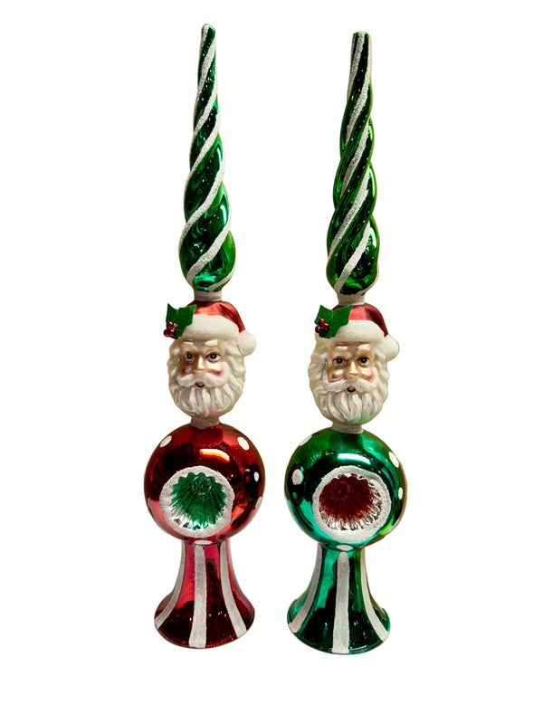 Retro Glass Santa Tree Topper Finial 2 Options