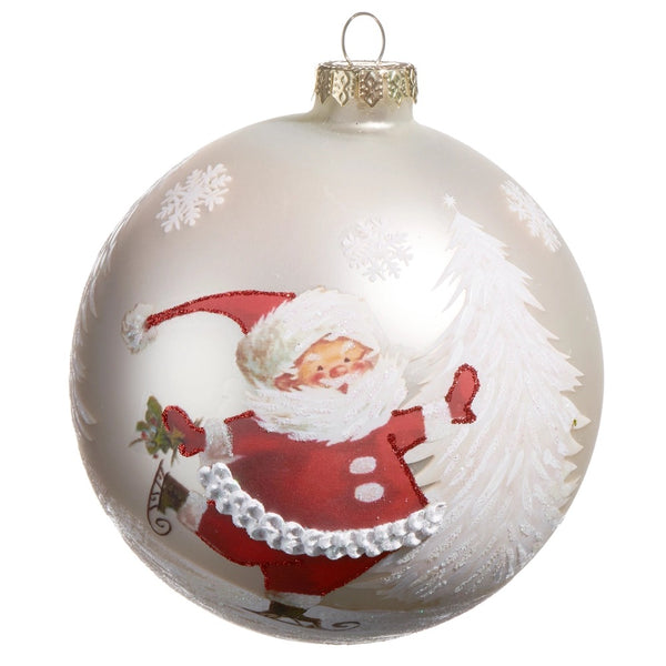 Skating Santa Ball Ornament