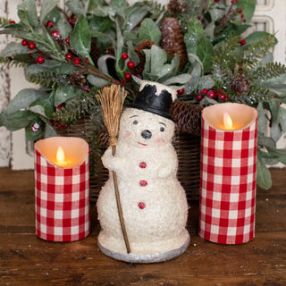 Snowy Top Hat Snowman with Broom