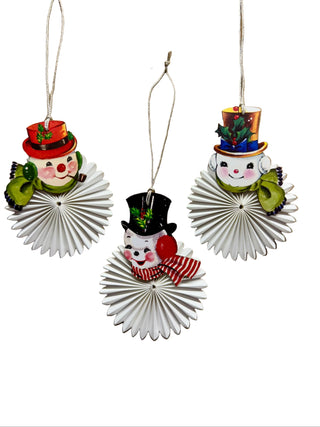 Retro Disk Snowmen Ornaments