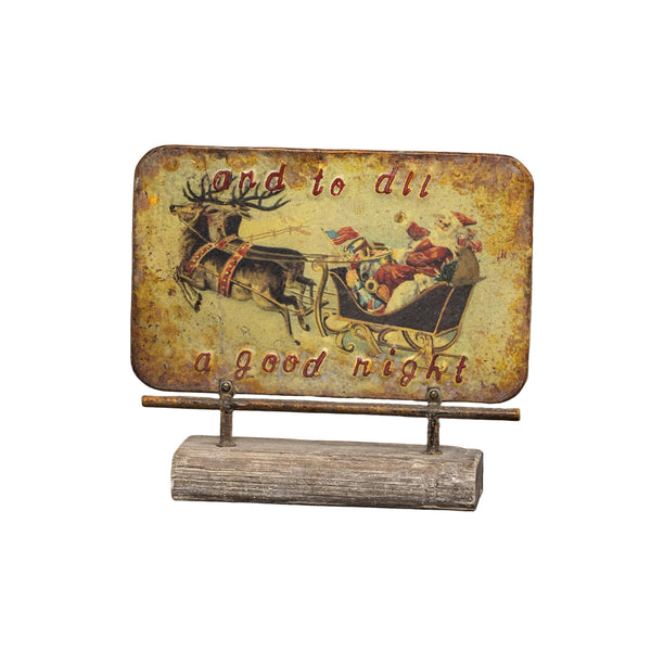 Distressed To All A Good Night Santa & Sleigh Sign