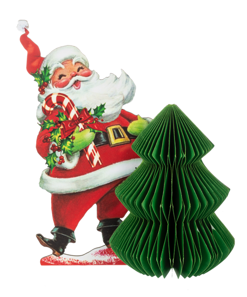 Vintage Inspired Honeycomb Santa with Tree