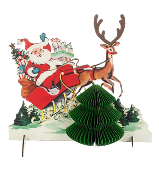 Vintage Inspired Honeycomb Santa in Sleigh