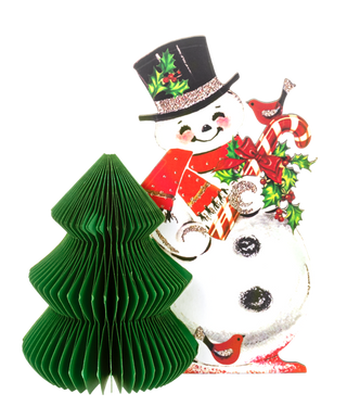 Vintage Inspired Honeycomb Snowman with Tree