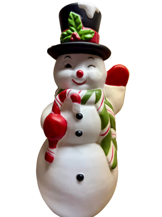 Outdoor Blow Mold Retro Winking Snowman